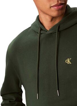 Sweat à capuche Calvin Klein Monogramme vert pour homme