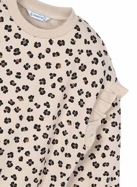 Sweat à capuche Mayoral avec volants aux manches beige pour fille