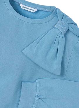 Sweat à capuche Mayoral avec nœud bleu pour fille
