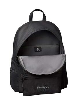Sac à dos Calvin Klein monogramme noir en nylon pour homme
