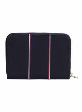 Portefeuille Tommy Hilfiger Icon Corporative marine pour femme.