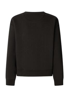 Sweat Pepe Jeans Baddy col rond noir pour femme