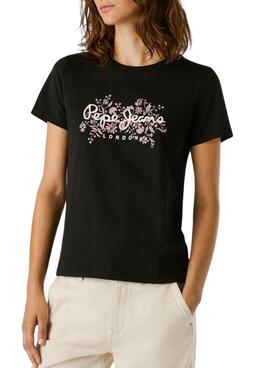 T-shirt Pepe Jeans Bero noir pour femme