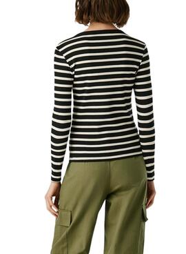 Maillot Pepe Jeans Bani à rayures côtelées noir pour femme