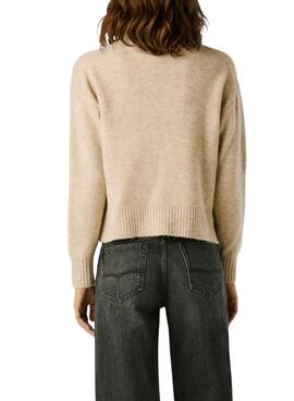 Maillot Pepe Jeans Cecil col Perkins beige pour femme