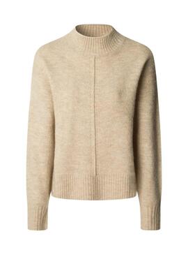 Maillot Pepe Jeans Cecil col Perkins beige pour femme