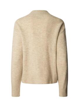 Maillot Pepe Jeans Cecil col Perkins beige pour femme