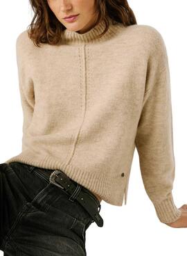 Maillot Pepe Jeans Cecil col Perkins beige pour femme