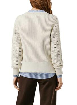 Maillot Pepe Jeans Candide beige ajouré pour femme
