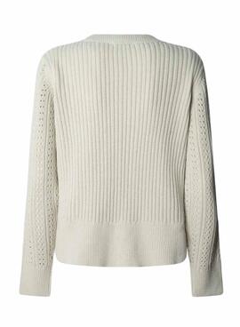 Maillot Pepe Jeans Candide beige ajouré pour femme