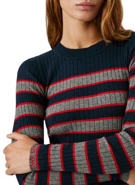 Maillot Pepe Jeans Clarisse en canalé con estampado de rayas para mujer.