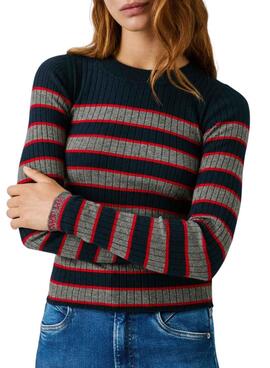 Maillot Pepe Jeans Clarisse en canalé con estampado de rayas para mujer.