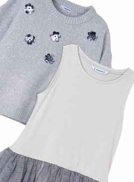 Robe de maires tricotée grise pour fille