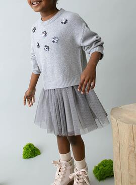 Robe de maires tricotée grise pour fille