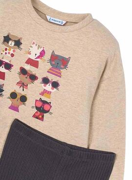 Ensemble Mayoral leggings côtelés et sweat-shirt pour fille.