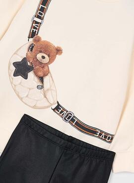 Ensemble de legging et de sweat à capuche avec un petit ours pour fille de Mayoral