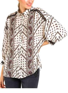 Chemise Naf Naf Print Beige Pour Femmes