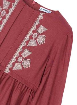 Robe Mayoral détails brodés grenat pour fille