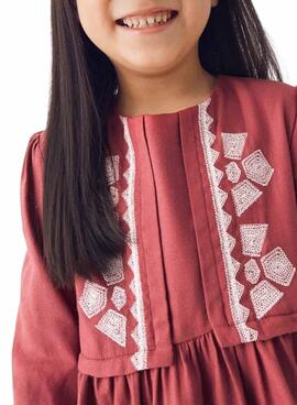 Robe Mayoral détails brodés grenat pour fille