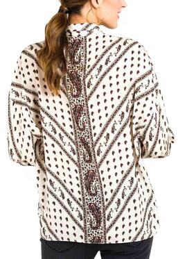 Chemise Naf Naf Print Beige Pour Femmes