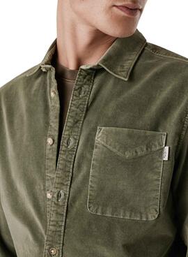Chemise en velours côtelé vert pour homme Pepe Jeans Clayton.