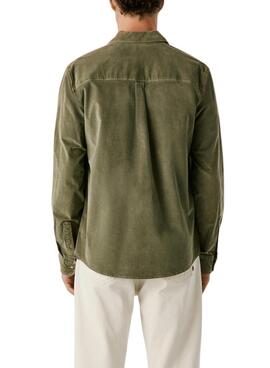 Chemise en velours côtelé vert pour homme Pepe Jeans Clayton.