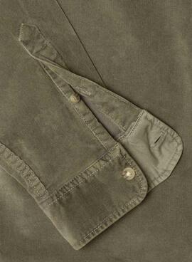 Chemise en velours côtelé vert pour homme Pepe Jeans Clayton.