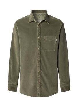 Chemise en velours côtelé vert pour homme Pepe Jeans Clayton.