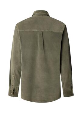 Chemise en velours côtelé vert pour homme Pepe Jeans Clayton.