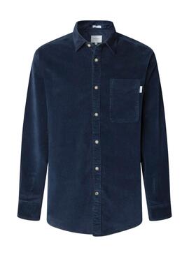 Chemise en velours côtelé bleu marine pour homme de Pepe Jeans Clayton