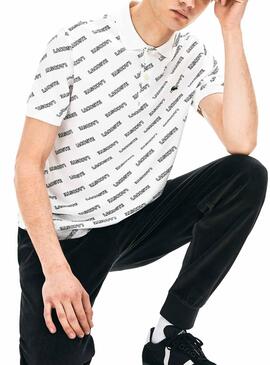 Polo Lacoste Live Imprimé Blanc Pour Homme