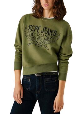 Sweatshirt Pepe Jeans Beberly verte pour femme