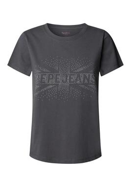 T-shirt Pepe Jeans Bertie cloutée grise pour femme