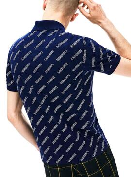 Polo Lacoste Live Imprimé Marine Pour Homme
