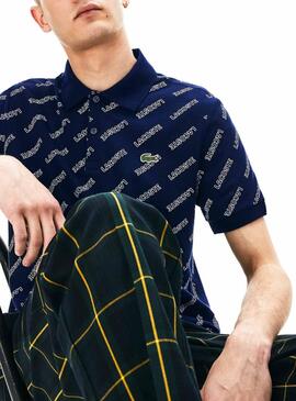 Polo Lacoste Live Imprimé Marine Pour Homme