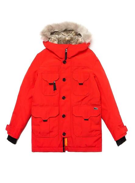 Parka Lacoste Live Capot Rouge Pour Homme