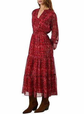 Robe longue Pepe Jeans Miley imprimée paisley rouge pour femme