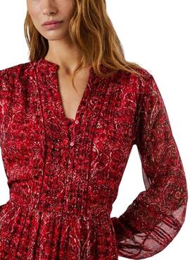 Robe longue Pepe Jeans Miley imprimée paisley rouge pour femme