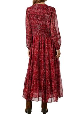 Robe longue Pepe Jeans Miley imprimée paisley rouge pour femme