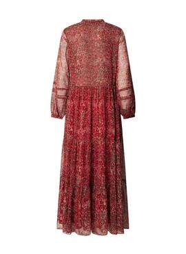 Robe longue Pepe Jeans Miley imprimée paisley rouge pour femme