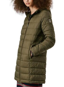 Doudoune Pepe Jeans Sally longue verte pour femmes