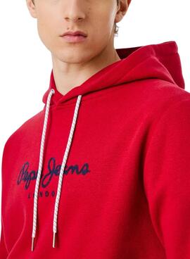 Sweat à capuche Pepe Jeans Macbeth avec logo rouge pour homme.