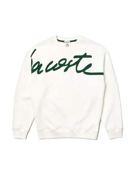 Sweat Lacoste Live Signature unisexe Blanc