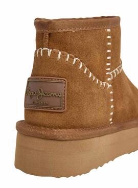 Bottines Pepe Jeans Dissy Etnic avec plateforme camel pour femme