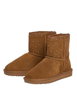 Bottines Pepe Jeans Diss West en daim avec clous couleur chameau pour femme