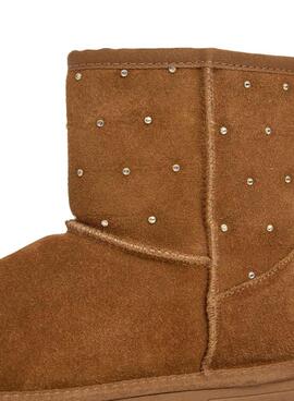 Bottines Pepe Jeans Diss West en daim avec clous couleur chameau pour femme