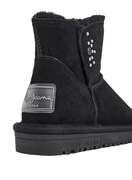 Bottines Pepe Jeans Diss Urban en daim avec clous noirs pour femme.