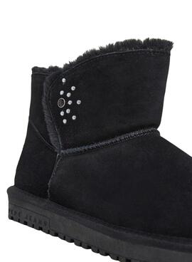 Bottines Pepe Jeans Diss Urban en daim avec clous noirs pour femme.