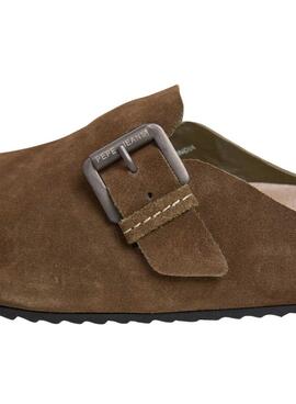 Sabots Pepe Jeans Corby en daim vert pour femme