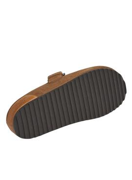 Sabots Pepe Jeans Corby en daim camel pour femme.